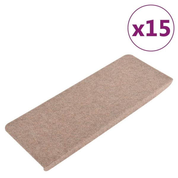 vidaXL Trappstegsmattor självhäftande 15 st 65x24,5x3,5 cm beige Beige