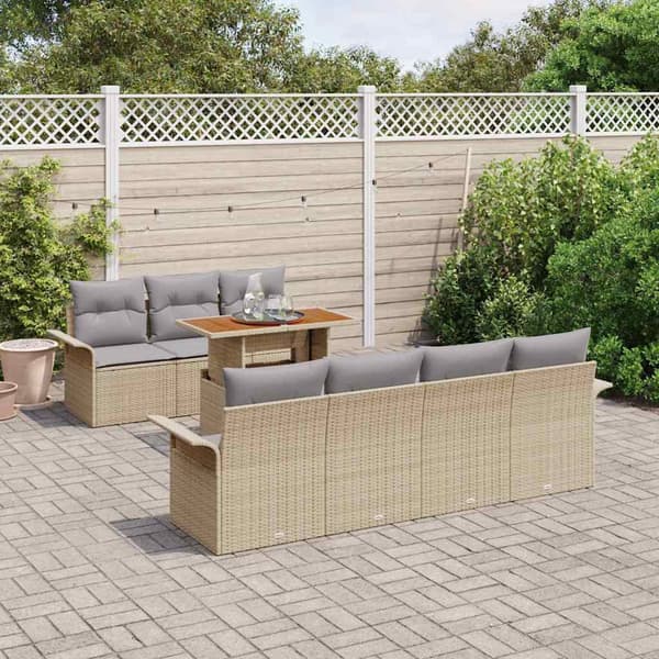 vidaXL Trädgårdsoffset 8 st Beige Poly rattan Beige