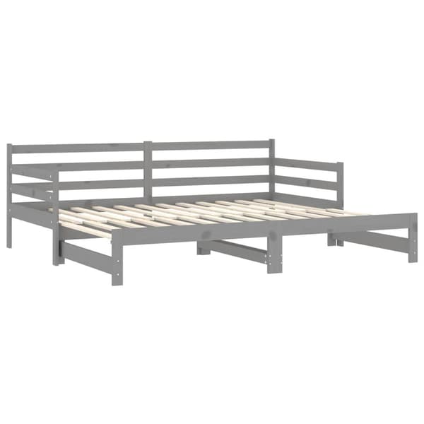 vidaXL Dagbädd utdragbar 2x(90x200) cm grå massiv furu grå