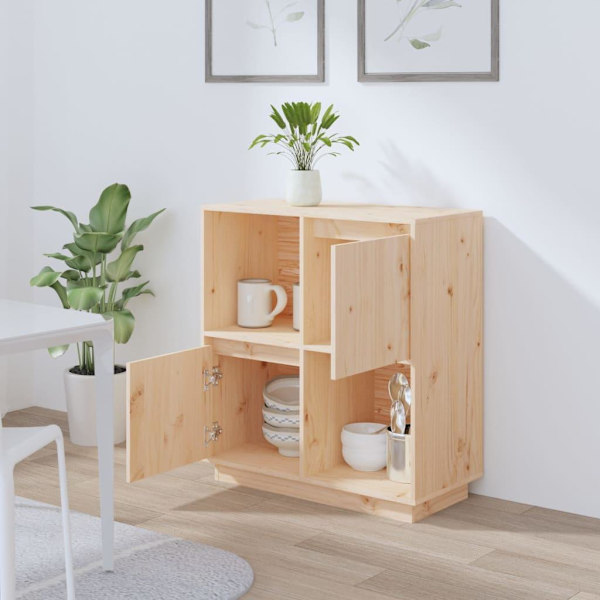 vidaXL Skänk 74x35x80 cm massiv furu Brun
