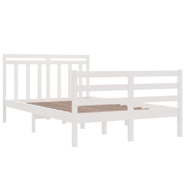 vidaXL Sängram vit massivt trä 120x190 cm Vit