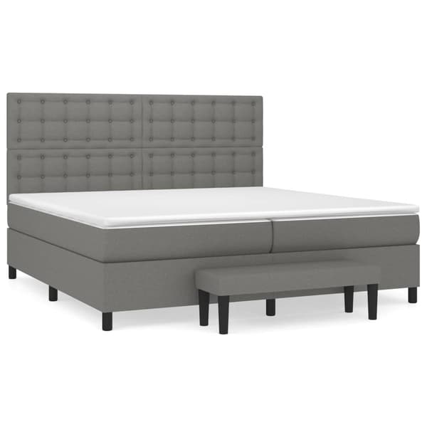 vidaXL Ramsäng med madrass mörkgrå 200x200 cm tyg Grå