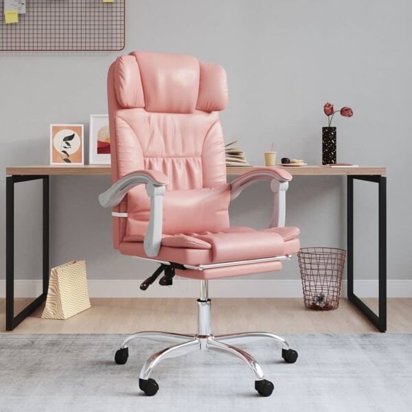 vidaXL Kontorsstol rosa konstläder Rosa