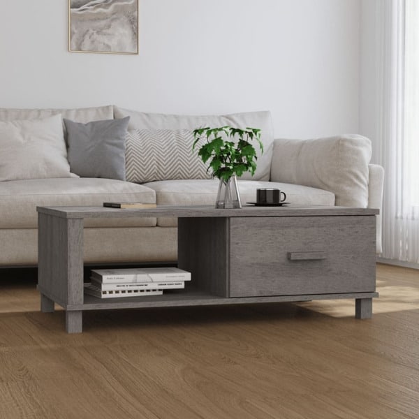 vidaXL Soffbord HAMAR ljusgrå 100x55x35 cm massiv furu grå