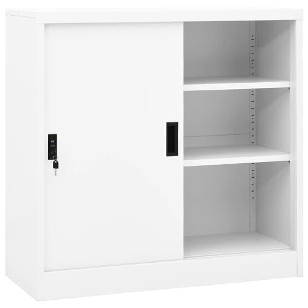 vidaXL Dokumentskåp med skjutdörr vit 90x40x90 cm stål Vit