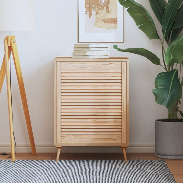vidaXL Skåplucka lamelldesign 69x59,4 cm massiv furu Brun