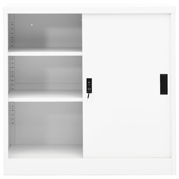 vidaXL Dokumentskåp med skjutdörr vit 90x40x90 cm stål Vit
