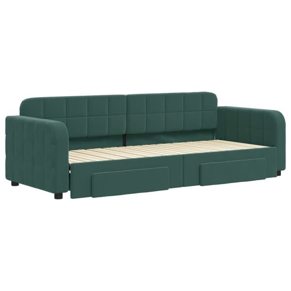 vidaXL Dagbädd utdragbar med lådor mörkgrön 80x200 cm sammet Grön
