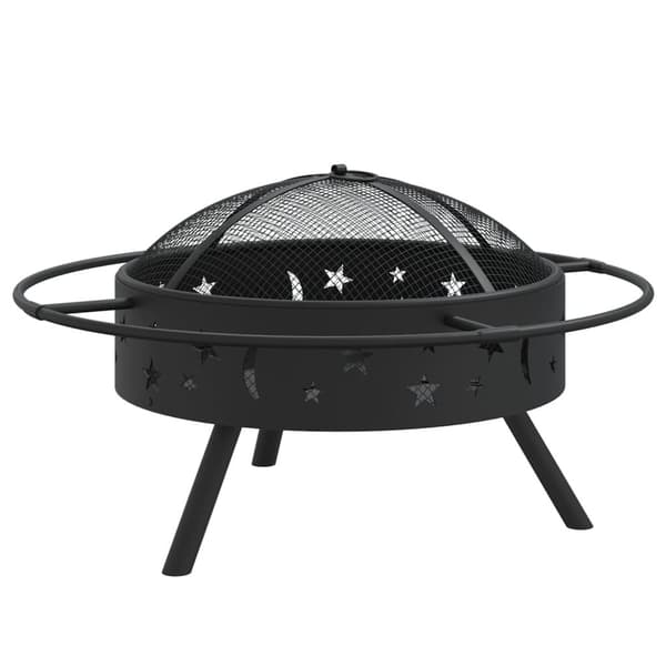 vidaXL Eldstad med eldgaffel 70 cm XXL stål Svart