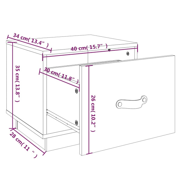 vidaXL Sängbord svart 40x34x35cm massiv furu Svart