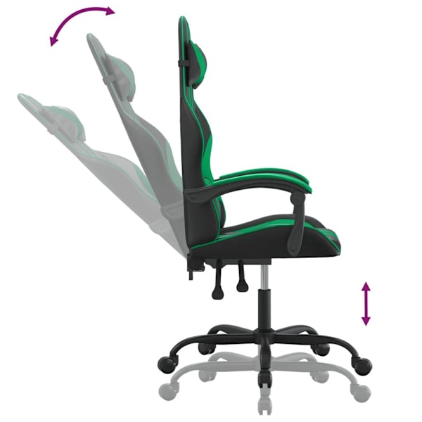 vidaXL Snurrbar gamingstol svart och grön konstläder Grön