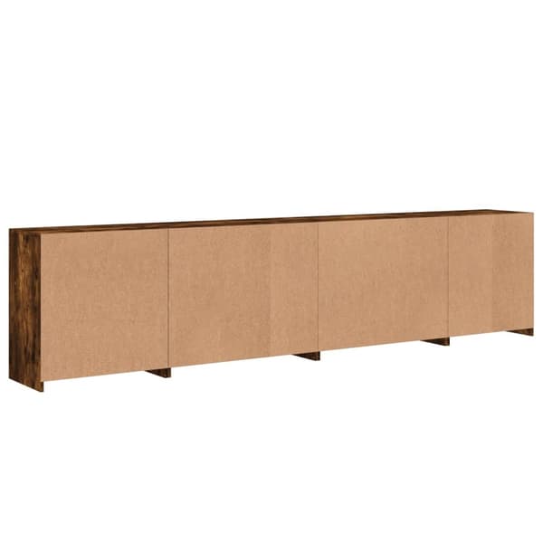 vidaXL Skänk med LED-belysning rökfärgad ek 283x37x67 cm Brun