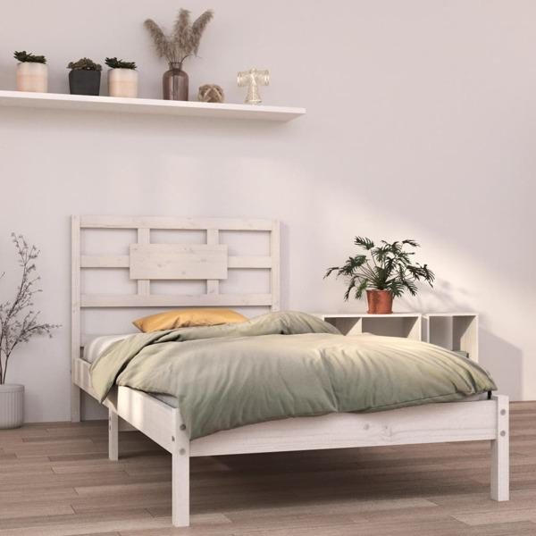 vidaXL Sängram vit massivt trä 90x190 cm Vit