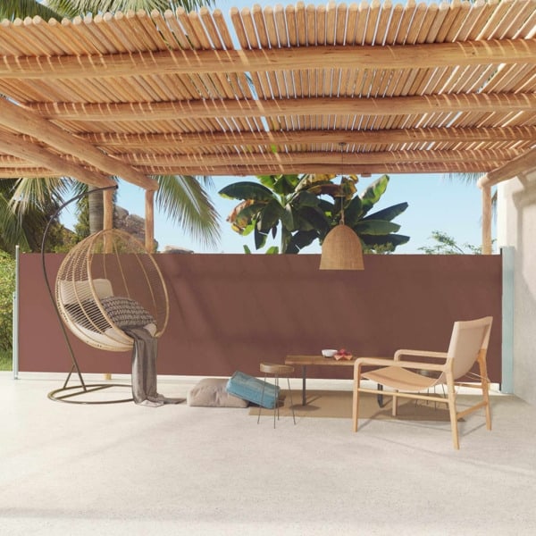 vidaXL Infällbar sidomarkis 140x600 cm brun Brun