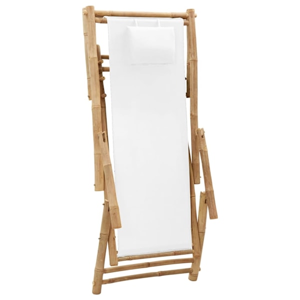 vidaXL Solstol bambu och kanvas gräddvit Vit