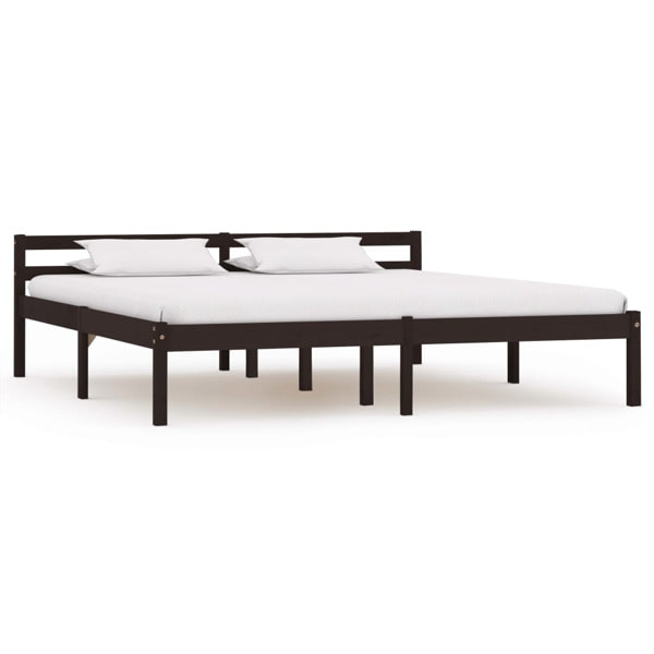 vidaXL Sängram mörkbrun massiv furu 180x200 cm Brun