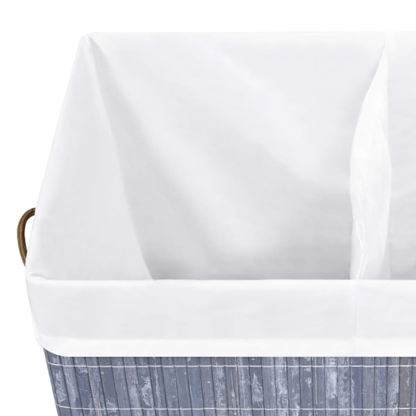 vidaXL Tvättkorg bambu med 2 sektioner grå 100 L grå