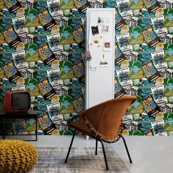 Noordwand Tapet Good Vibes Club Posters grön och orange Grön