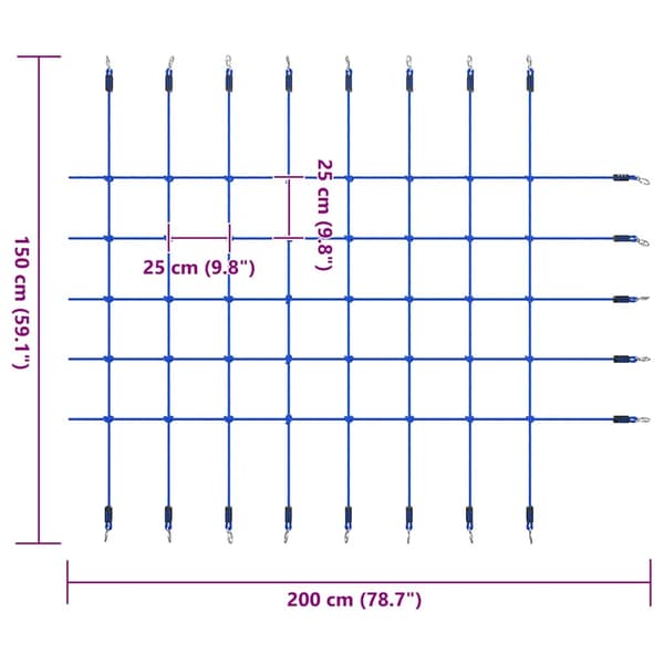 vidaXL Klätternät 200x150 cm blå Blå