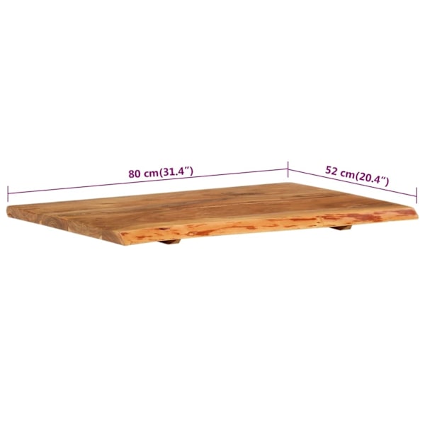 vidaXL Bänkskiva för badrum massivt akaciaträ 80x52x2,5 cm