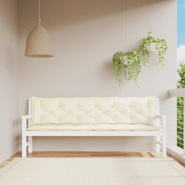 vidaXL Bänkdynor för trädgården 2st gräddvit 200x50x7cm oxfordty Vit