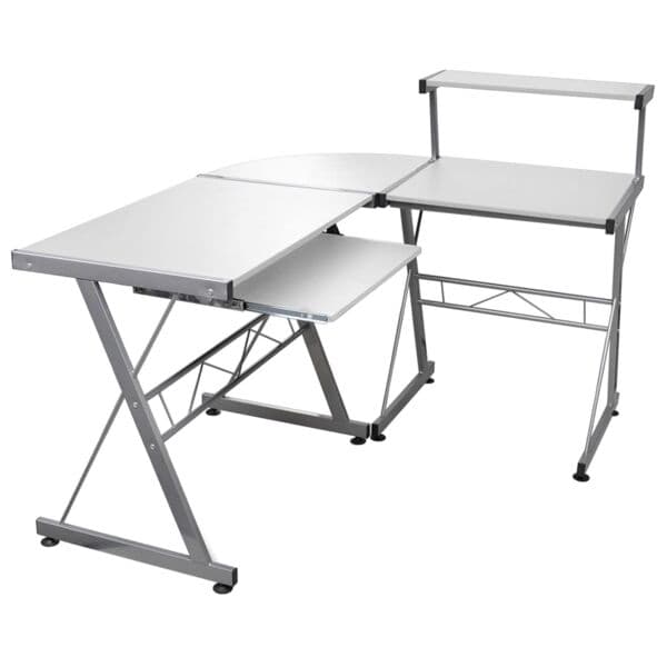 vidaXL Datorbord hörn vit 132x112x99 cm konstruerat trä Vit