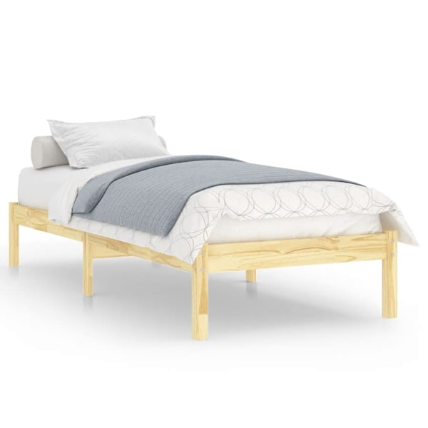 vidaXL Sängram massiv furu 100x200 cm Brun