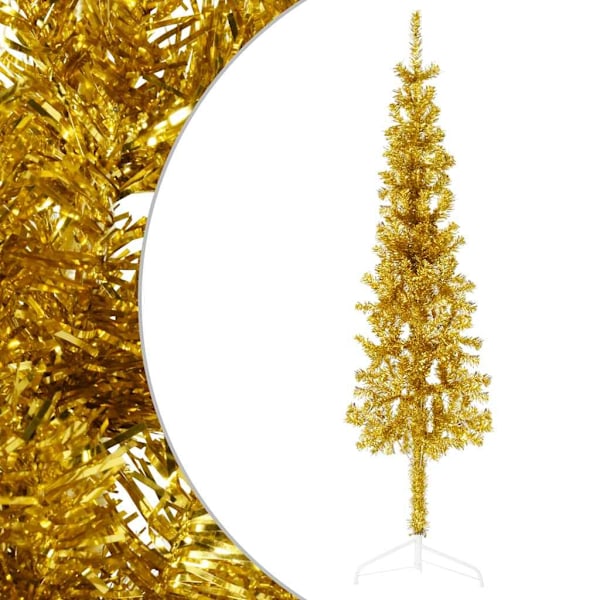 vidaXL Smal halv plastgran med stativ guld 120 cm Guld