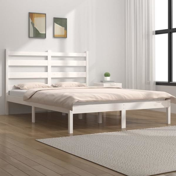 vidaXL Sängram vit massiv furu 120x200 cm Vit