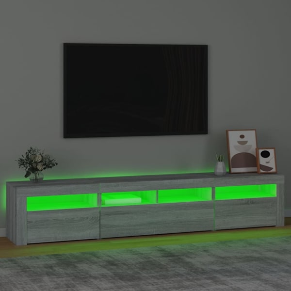 vidaXL TV-bänk med LED-belysning grå sonoma 210x35x40 cm Grå