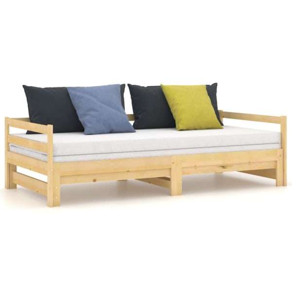 vidaXL Dagbädd utdragbar massiv furu 2x(90x200) cm Brun