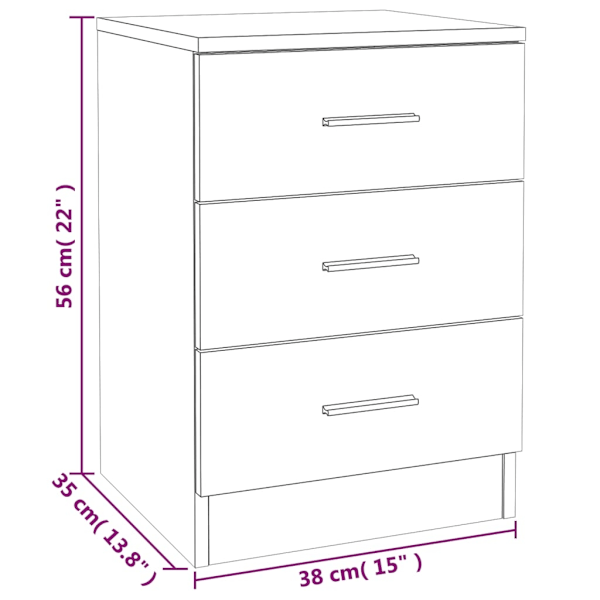 vidaXL Sängbord rökfärgad ek 38x35x56 cm konstruerat trä Brun