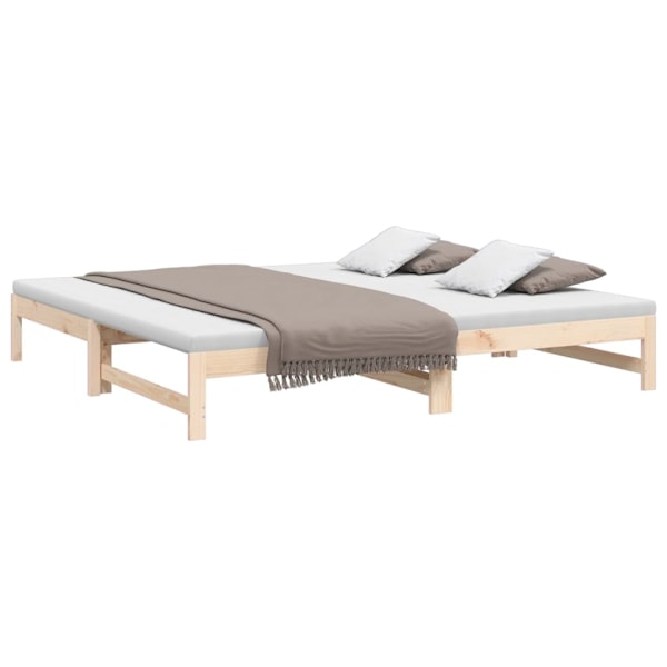 vidaXL Utdragbar dagbädd 2x(100x200) cm massiv furu Brun