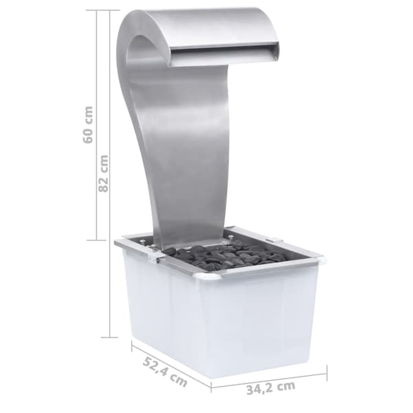 vidaXL Trädgårdsvattenfall 34x49x82 cm rostfritt stål Silver
