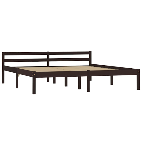 vidaXL Sängram mörkbrun massiv furu 180x200 cm Brun