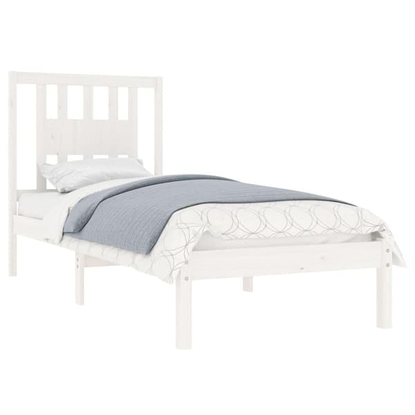 vidaXL Sängram vit massivt trä 90x190 cm Vit