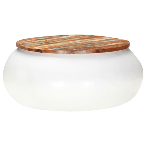 vidaXL Soffbord vit 68x68x30 cm massivt återvunnet trä Brun
