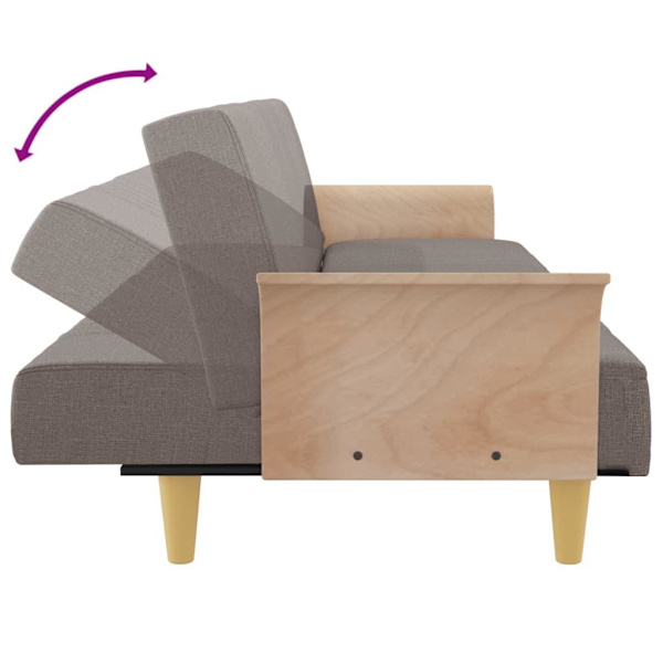 vidaXL Bäddsoffa med armstöd taupe tyg Taupe