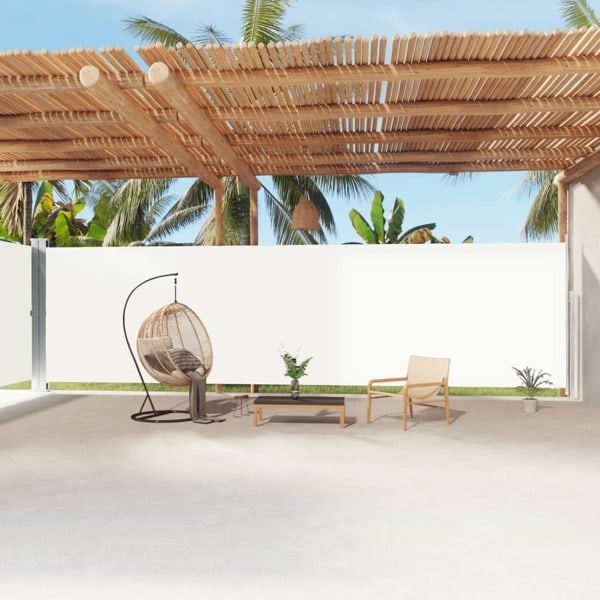 vidaXL Infällbar sidomarkis gräddvit 220x1200 cm Creme