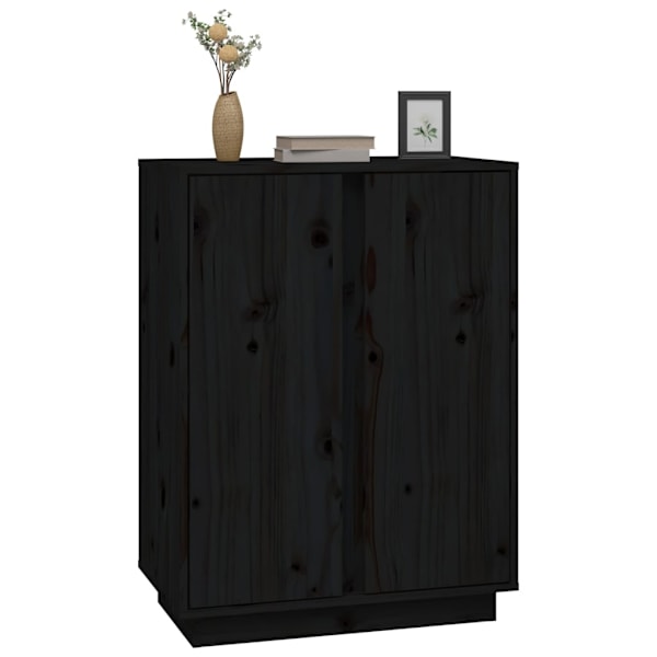 vidaXL Skänk svart 60x35x80 cm massiv furu Svart