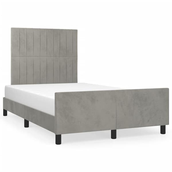 vidaXL sängram med madrass ljusgrå 120x190 cm sammet Grå