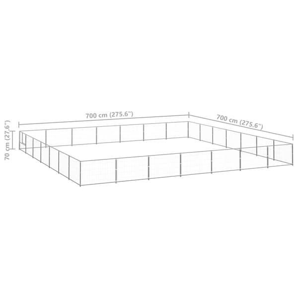 vidaXL Hundgård silver 49 m² stål Silver