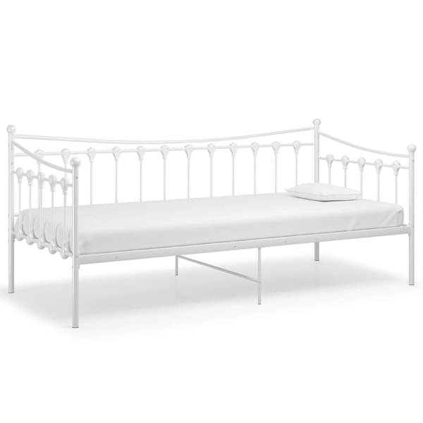vidaXL Sängram bäddsoffa vit metall 90x200 cm Vit
