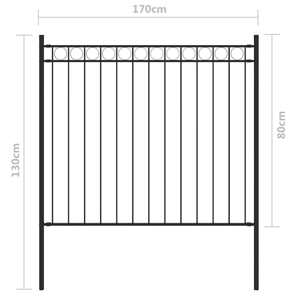vidaXL Staketpanel stål 1,7x0,8 m svart Svart