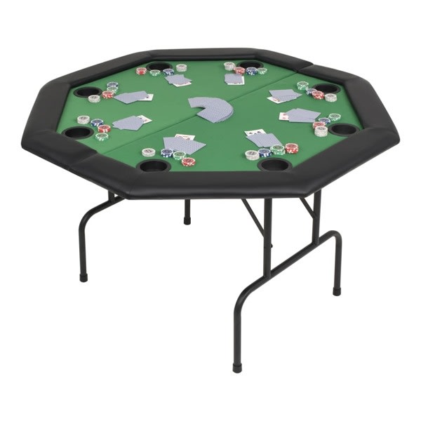 vidaXL Hopfällbart pokerbord 8 spelare åttkantigt 2-sidigt grönt Grön