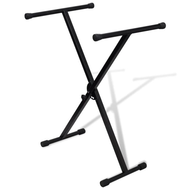 vidaXL Keyboardstativ svart vikbart justerbart 60kg Svart