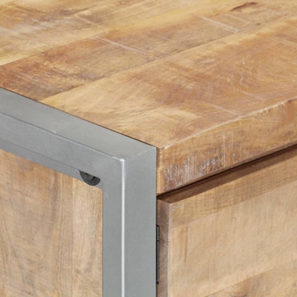 vidaXL Soffbord 95x50x40 cm grovt mangoträ Vit