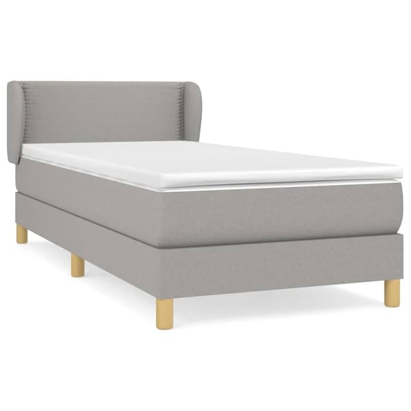 vidaXL Ramsäng med madrass ljusgrå 90x190 cm tyg Grå