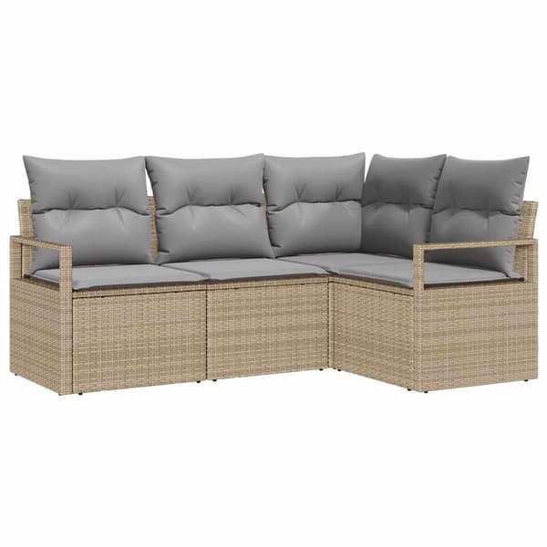 vidaXL Soffset 4 st Beige konstrotting Beige