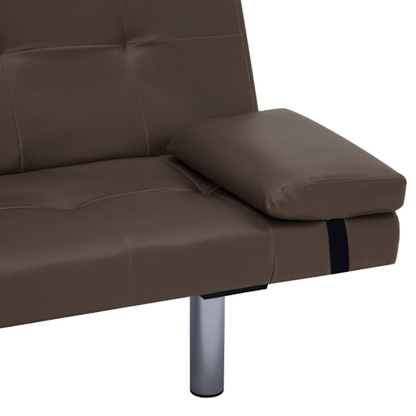 vidaXL Bäddsoffa med två kuddar brun konstläder Brun